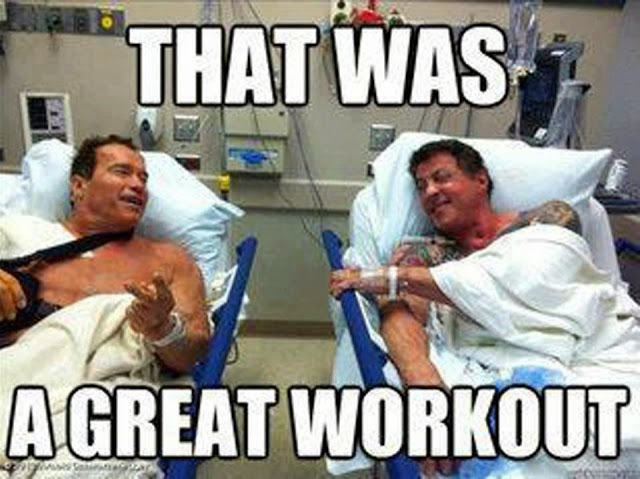 Arnold Schwarzenegger & Sylvester Stallone hospital bed