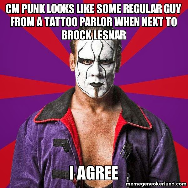 CM Punk next to Brock Lesnar
