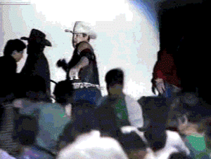 Stan Hansen entering the ring in Japan attacking the crowd