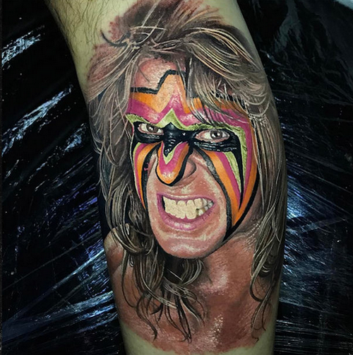 Ultimate Warrior portrait tattoo