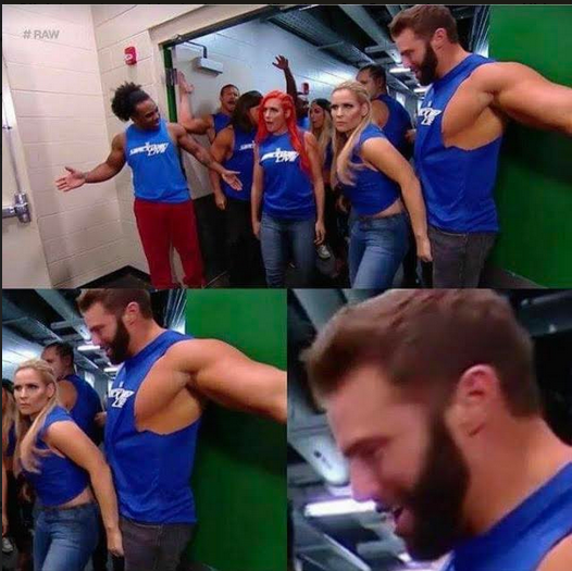 Natalya grabbing Zack Ryder nutsack