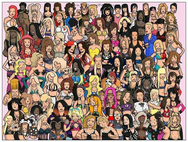 All time WWF / WWE Divas women wrestlers drawing