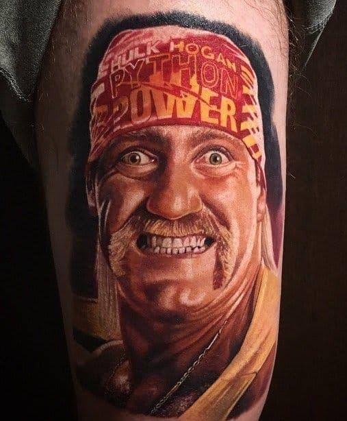 Awesome Hulk Hogan portrait tattoo