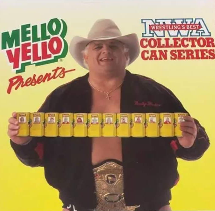 Mello Yello NWA pro wrestling soda cans.    STRENGTHFIGHTER.COM